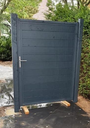 Stalen poortframe Modulair koker 50x40, H=175cm, Breedte=maatwerk: 60-150cm, incl Slotset RVS Klink