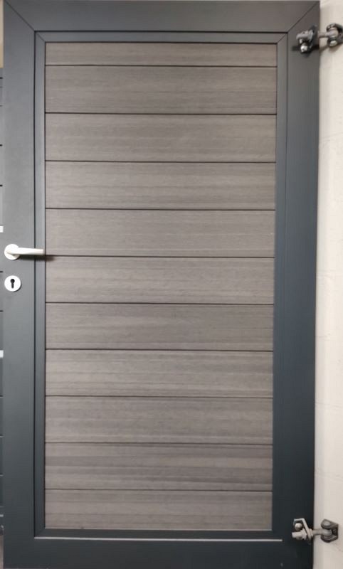 IdeAL/SeriAL alu poort vulbaar 100x182,5cm RAL7016 incl.aanslaglat  insteekslot (uitlopend 2024) ~