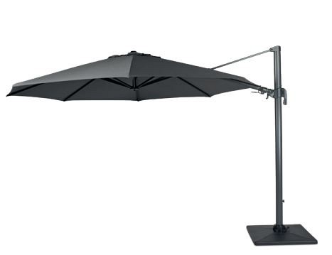Duraflex zweefparasol dubbele knikfunctie. exclusief (kruis)voet. Swiss Fabrics doek Charcoal (350 cmØ) ~
