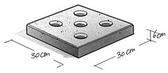 Boomtegel 30x30x6 met facet met gaten (stoeptegel) ~