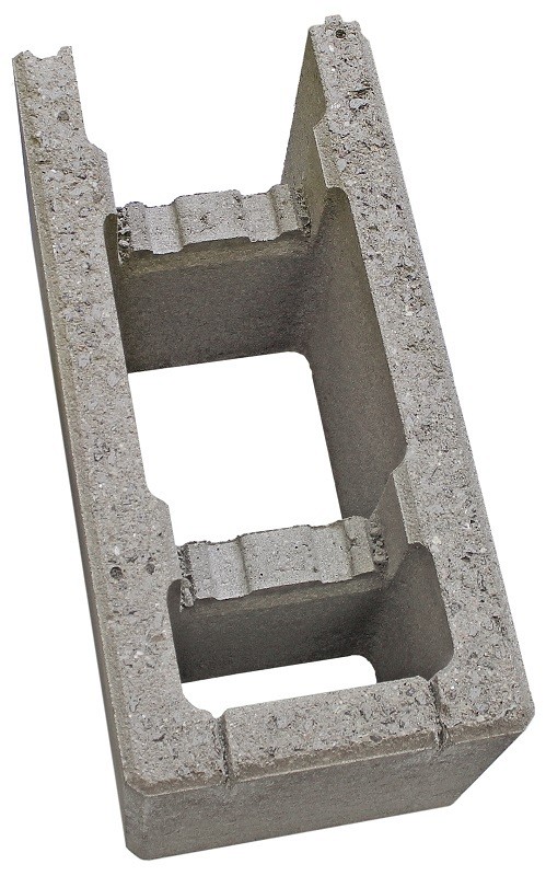 Holblok beton Hoeksteen (groot) LxBxH 42,5x17,5x20 cm. ~