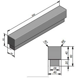 Beam soft - met voet 300x40x45 Cream Velvet (prijs af fabriek) ~