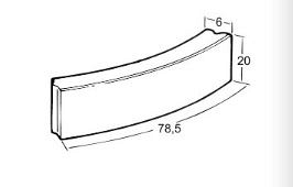 Bochtband grijs 78,5x20x6 cm. R=3 hd ~