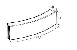 Bochtband grijs 78,5x20x8 cm. R=2 hd ~