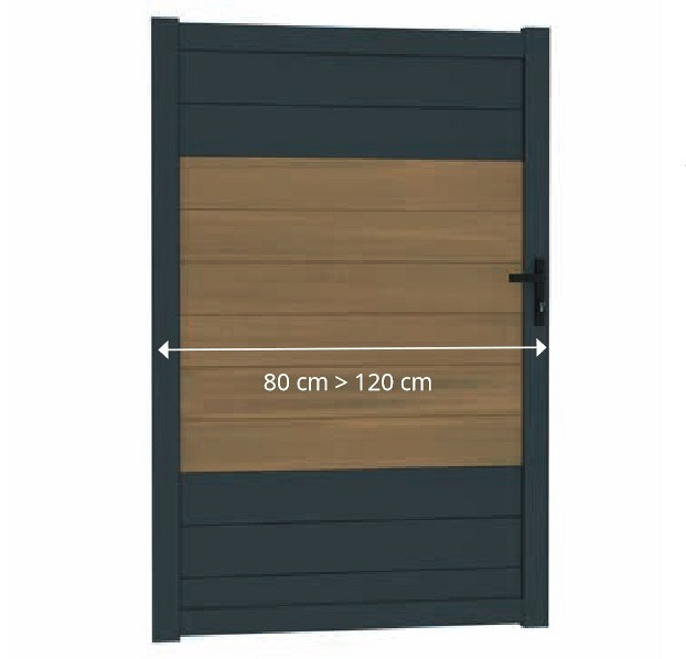 Boston alu vulbaar poortframe 120x183 cm. RAL7016 incl. insteekslot ~