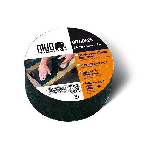 Cobra Bitudeck afdekband 7,5 cm. x 10 m¹ voor houten balk ~
