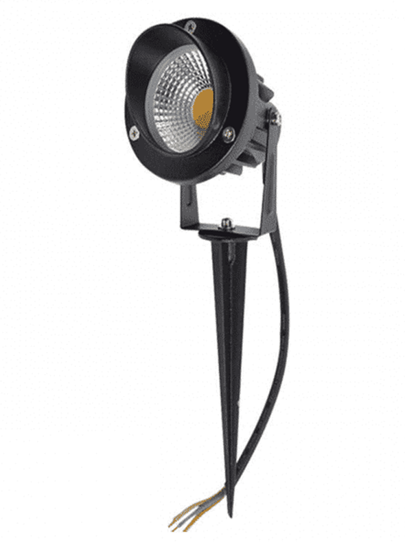 Tuinspot Alu met grondpin Zwart LED lamp 7W 230V - Warm White ~