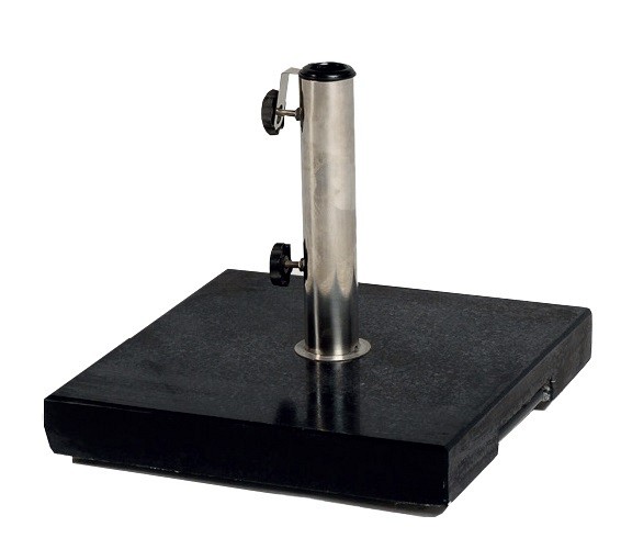 Parasolvoet 40 kg zwart gepolijste graniet parasolvoet, stokdiameter tot 48 mm. wieltjes / handgreep Zwart gepolijst (50x50 cm) ~