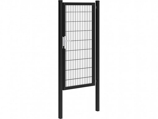 Hillfence metalen enkele poort Premium-line inclusief slot, 100x180 cm. zwart ~