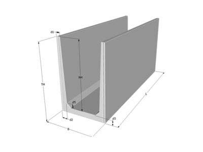 Keerwand U-element UXX (HxBxV) 150x400x130 cm. (prijs af fabriek) ~