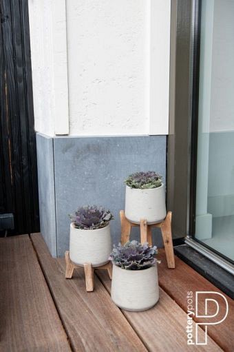 Pottery Pots plantenbak Patt M (Feet High) Black Washed ø23x34.5 cm ~