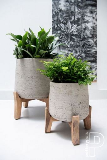 Pottery Pots plantenbak Patt M (Feet High) Black Washed ø23x34.5 cm ~