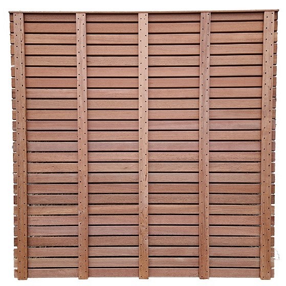 Keruing scherm 180x180 cm. 50 Lamellen 1,5x7 cm. Premium ~