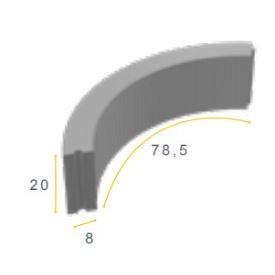 Bochtband grijs 78,5x20x8 cm. R=0,5 hd ~