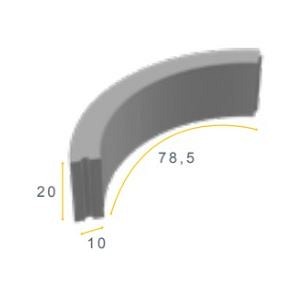 Bochtband grijs 78,5x20x10 cm. R=3 hd ~