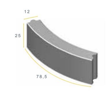 Bochtband grijs 78,5x25x12 cm. R=3 hd ~