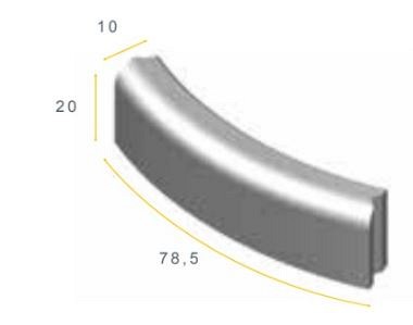 Gazonband/bochtstuk grijs 78,5x20x10 cm. R=8u vb ~
