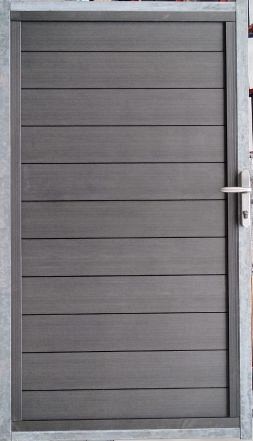 Maatwerk poort HxB 175x100 cm. incl. slotset, klink en vulling (modulair dual straight graphite black)