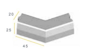 Trottoirband hoekstuk visbek KOMO 135° uitwendig grijs 18/20x25x45 cm. ~