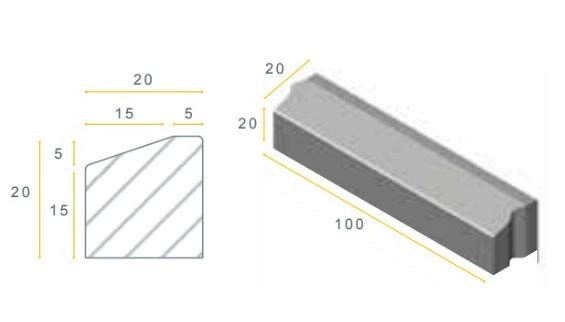 GEL 5/20x20x100 grijs vis ~
