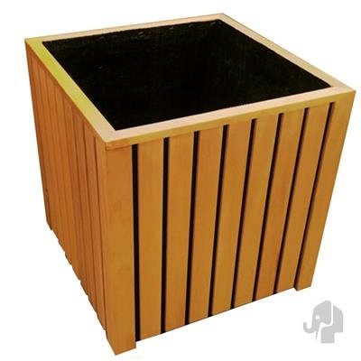Elephant plantenbak Stripes Black hardhout FSC 500x500x500mm naturel/zwart incl folie binnenzijd> ~