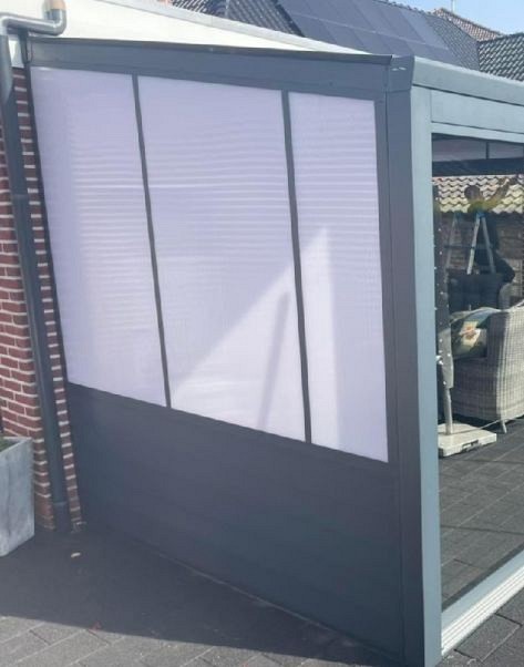 Verasol Zijwand Alu. rabatdelen 2500 mm incl. polycarbonaatvulling Wit RAL 9010 / Antraciet / Brons