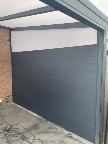 Verasol Zijwand Alu. rabatdelen 3500 mm incl. polycarbonaat spie Wit RAL 9010 / Antraciet / Brons structuurlak~
