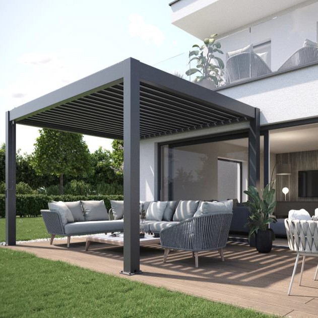 Pergola 4x3 kwartsgrijs / zilver-met ~
