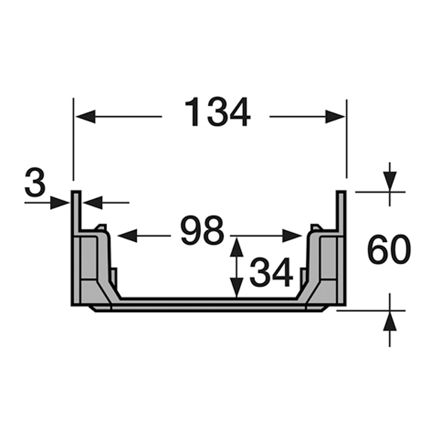 Connecto 100 PVC 500x134 H=60 grijs - CAB773 ~