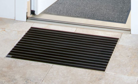 ACO schoonloper alu met zwarte rubber stroken 100x50x2 cm. ~