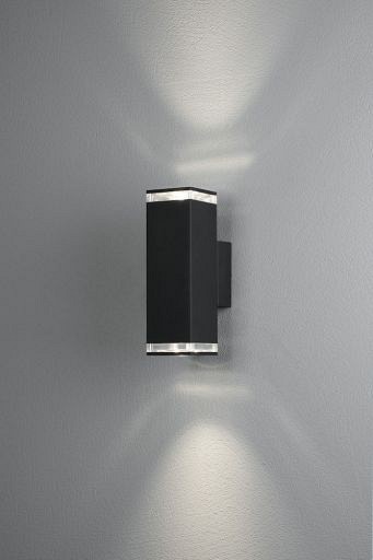 Pollux 230V wandarmatuur twinspot flush 23.5cm single strip, GU10, max 2x 7W ~