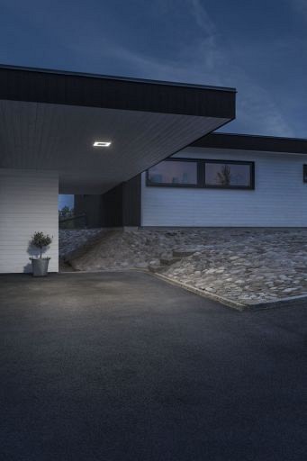 Carrara PowerLED 230V wandarmatuur flush square 27cm remote control, vand.bestendig glas,1x 25W ~