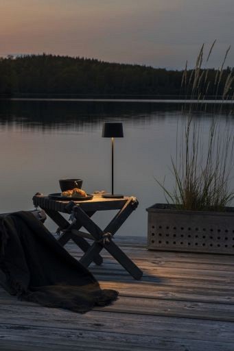Capri draadloze USB oplaadbare LED lounge/tafellamp vierkant 37cm, IP54, docking station, USB laadkabel, touch dimmer en switch, 2700K of 3000K, 10 LED (extra)warmwit, Lithium batterij, laadtijd 6u, 9u licht op 100%, 20u op 50% ~