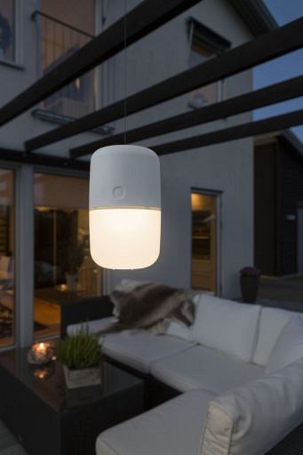 Assisi LED solar tafel/hanglamp oplaadbare 1.2V Li-ion batterij 19.5cm, grijs, 3 dimstanden, 3x 0.33W, schemerschakelaar, USB kabel ~