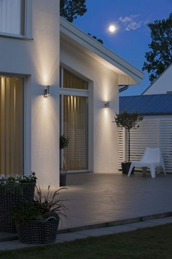 Modena 230V wandarmatuur twinspot 20cm met bewegingsmelder, GU10, max 2x 35W ~