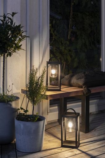 Bologna Lounge 230V terraslantaarn 33cm, 5m aansluitsnoer, E27 max 40W, transparant glas ~