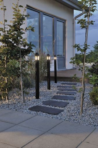 Amalfi LED 12V Set van 3 paaltjes round diameter 6cm op grondspies 75cm, 3x 0.6W ~