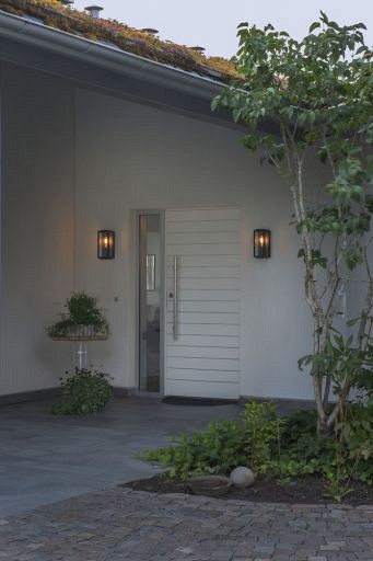 Carpi 230V wandarmatuur flush E27, 18x30cm, transparant glas, max 60W ~