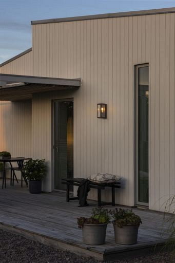 Carpi 230V wandarmatuur flush E27, 18x30cm, messing/zwart, transparant glas, max 60W ~