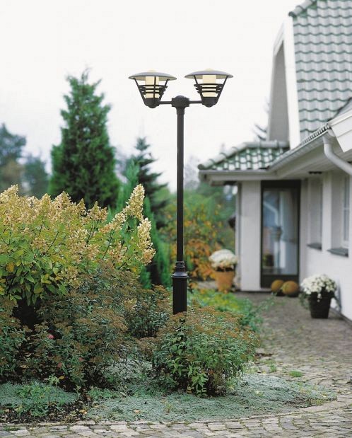 Gemini 230V staand armatuur 2-lichts 33cm excl paal, E27 max 2x 100W ~