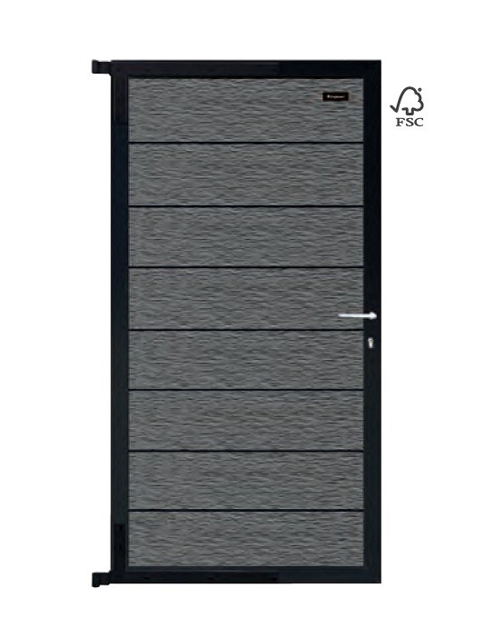 Elephant tuindeur Modular Evo houtcomposiet 180x90 cm Rock Grey, antraciet beslag ~