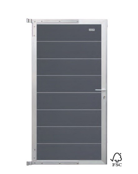 Elephant tuindeur Modular Evo houtcomposiet 90x174 cm Rock Grey, alu beslag ~