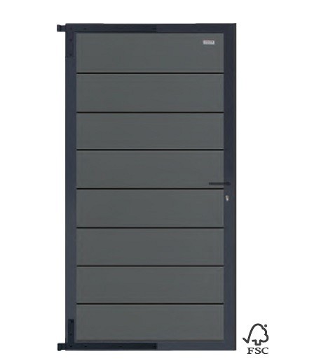 Elephant tuindeur Modular Evo houtcomposiet 90x174 cm Rock Grey, antraciet beslag ~