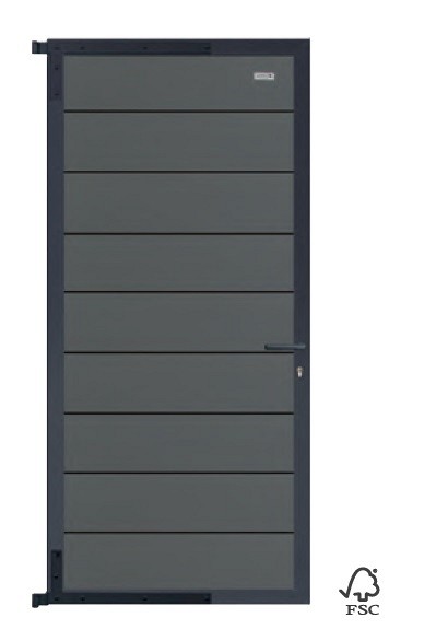 Elephant tuindeur Modular Evo houtcomposiet 90x195 cm Rock Grey, antraciet beslag ~