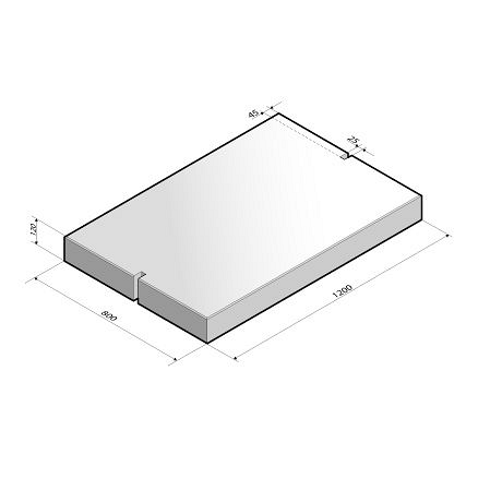 Industrieplaat 120x80x12 cm. grijs zonder sleuf (DR) ~