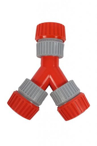 Y-vertakking met 3 opgeschroefde slanghouders Ø 12-18 MM PVC in blister ~