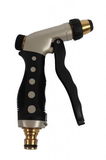 Regelbare pistoolspuit met messing nippel op kaart ~