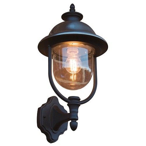 Parma 230V wandarmatuur opwaarts geborsteld RVS kap 43cm, E27 max 75W ~