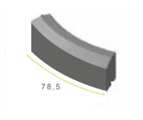 Rijwielpadband bochtstuk R=6 uitwendig visbek grijs 4/12x25x78,5 ~