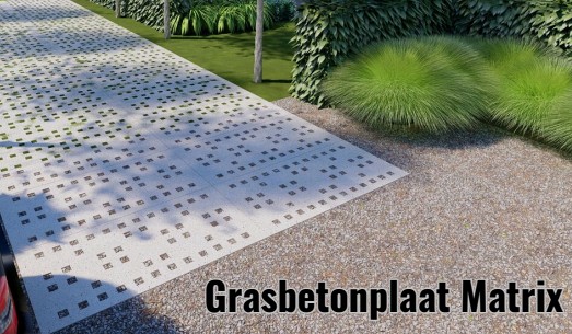 Grasbetonplaat Matrix grijs 200x100x10 cm. ~